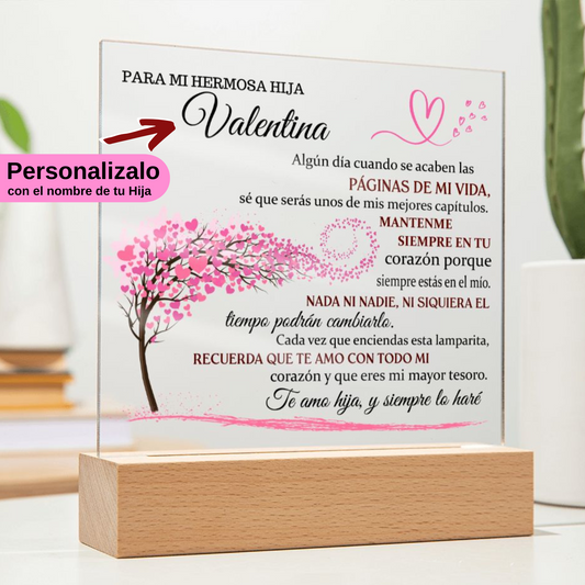 Lampara con Mensaje de Amor para Hija - PERSONALIZADO - Eres mi Mayor Tesoro