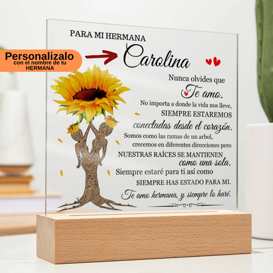 Lampara para Hermana - Siempre Para Ti - Regalo PERSONALIZADO para Hermana