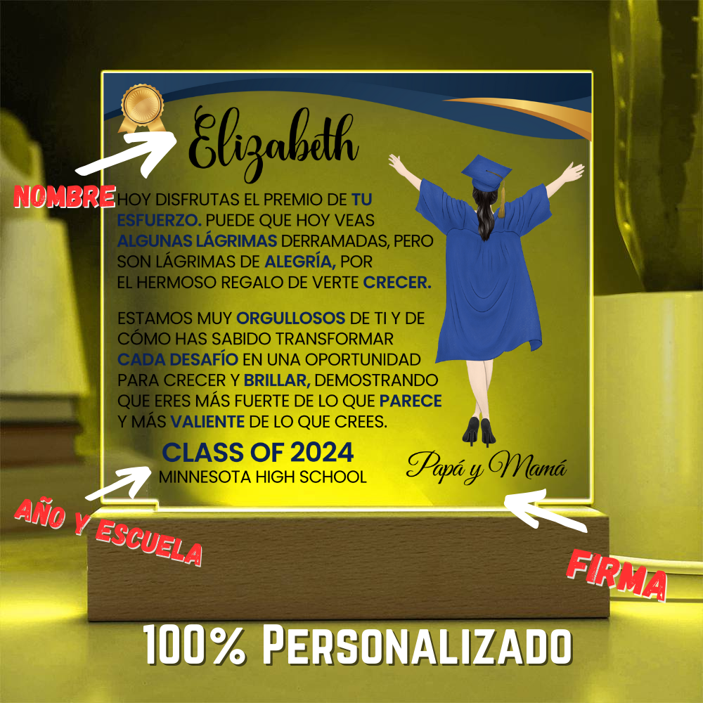 Lampara con Mensaje de Amor De Graduación - PERSONALIZADO - El Premio de tu Esfuerzo ❤️
