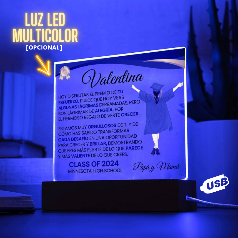 Lampara con Mensaje de Amor De Graduación - PERSONALIZADO - El Premio de tu Esfuerzo ❤️