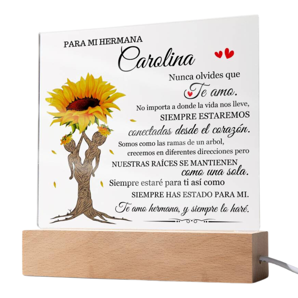 Lampara para Hermana - Siempre Para Ti - Regalo PERSONALIZADO para Hermana