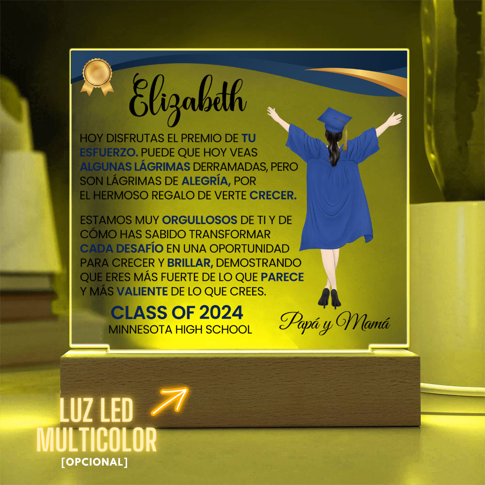 Lampara con Mensaje de Amor De Graduación - PERSONALIZADO - El Premio de tu Esfuerzo ❤️