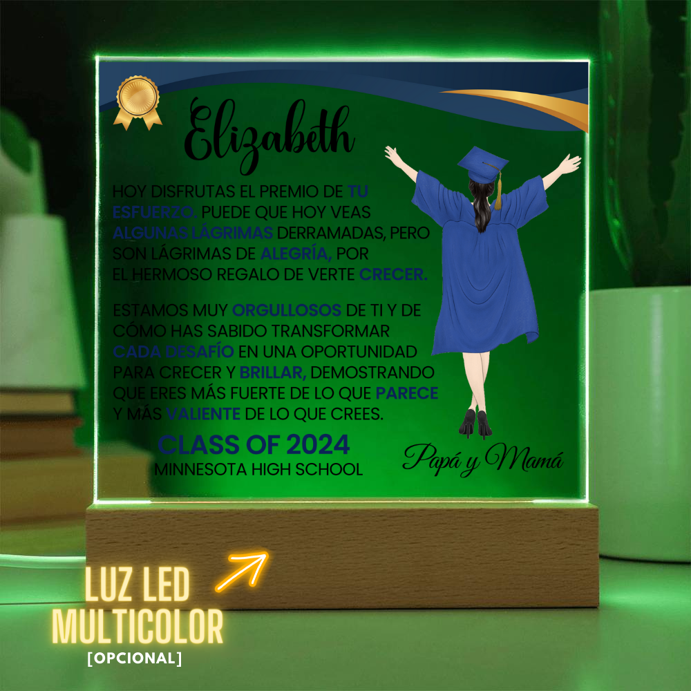 Lampara con Mensaje de Amor De Graduación - PERSONALIZADO - El Premio de tu Esfuerzo ❤️