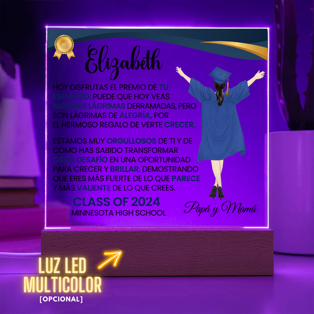 Lampara con Mensaje de Amor De Graduación - PERSONALIZADO - El Premio de tu Esfuerzo ❤️