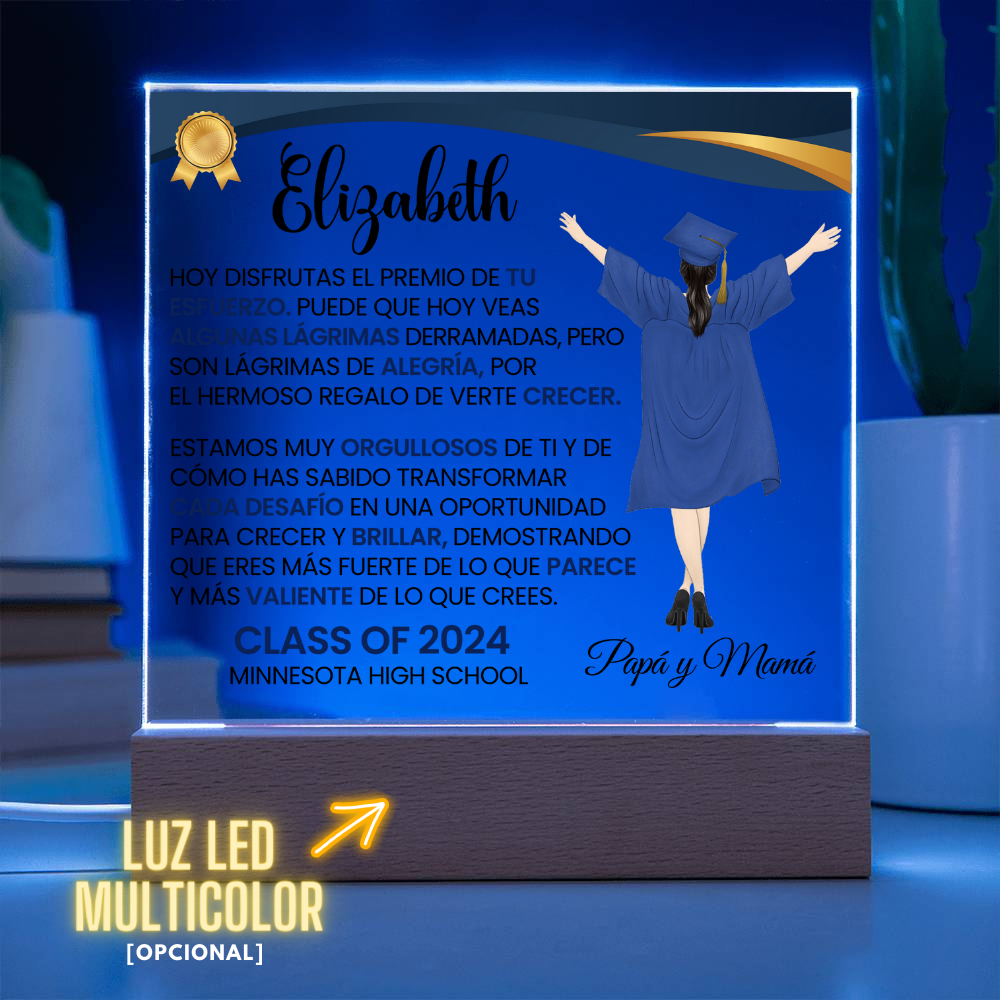 Lampara con Mensaje de Amor De Graduación - PERSONALIZADO - El Premio de tu Esfuerzo ❤️