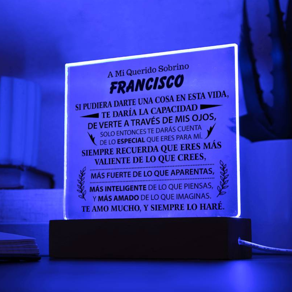 Lampara con Mensaje de Amor para SOBRINO - PERSONALIZADO - Eres Muy Especial Para Mi