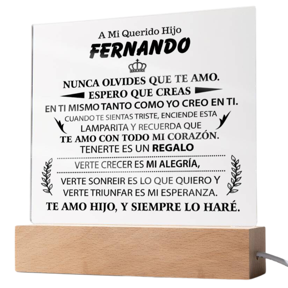 Lampara con Mensaje de Amor para HIJO - PERSONALIZADO - Tenerte es un Regalo