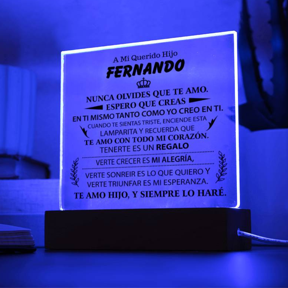 Lampara con Mensaje de Amor para HIJO - PERSONALIZADO - Tenerte es un Regalo