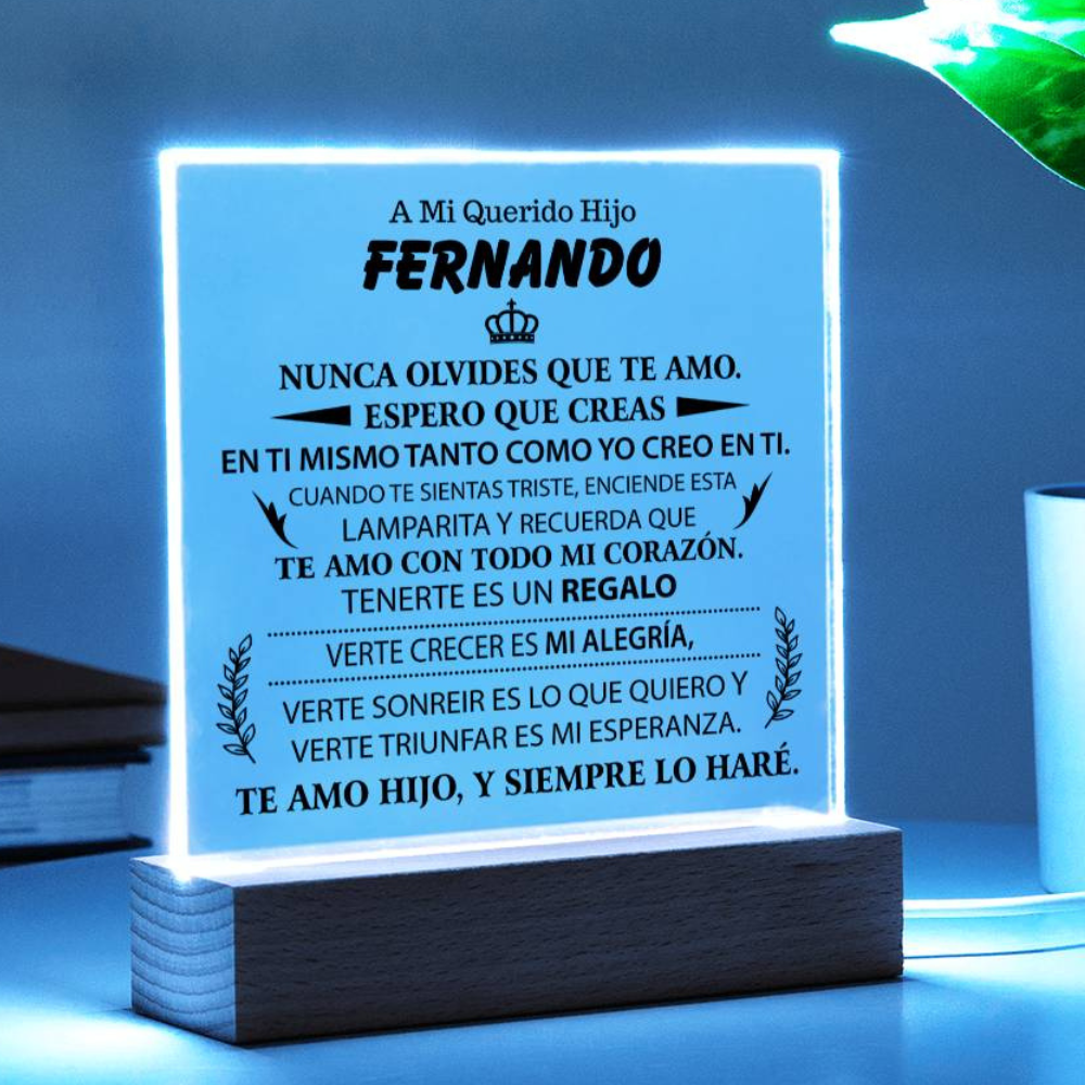 Lampara con Mensaje de Amor para HIJO - PERSONALIZADO - Tenerte es un Regalo