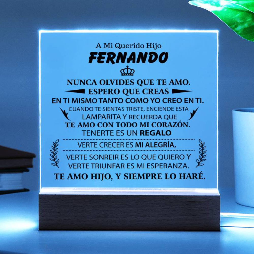 Lampara con Mensaje de Amor para HIJO - PERSONALIZADO - Tenerte es un Regalo