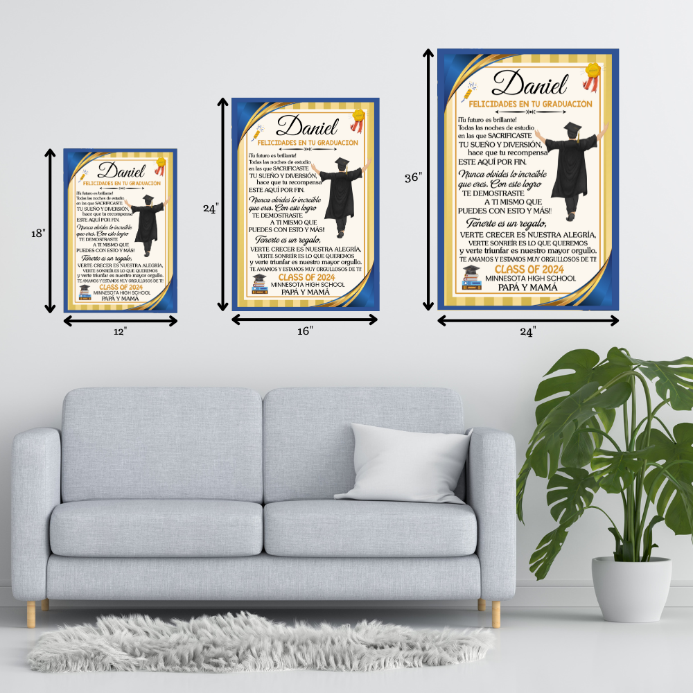 Lienzo con Mensaje de Amor De Graduación para HIJO - PERSONALIZADO - Tu Futuro es brillante!
