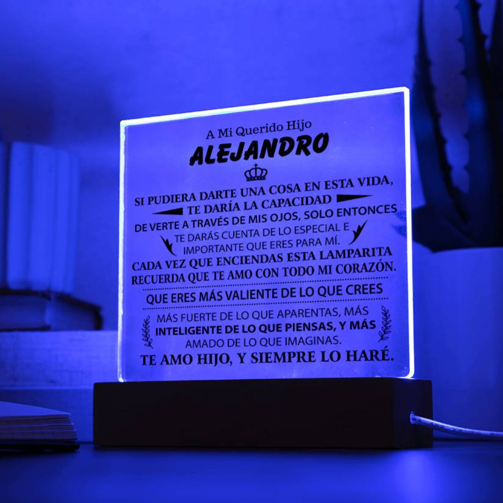 Lampara con Mensaje de Amor para HIJO - PERSONALIZADO - Te Amo con Todo mi Corazón