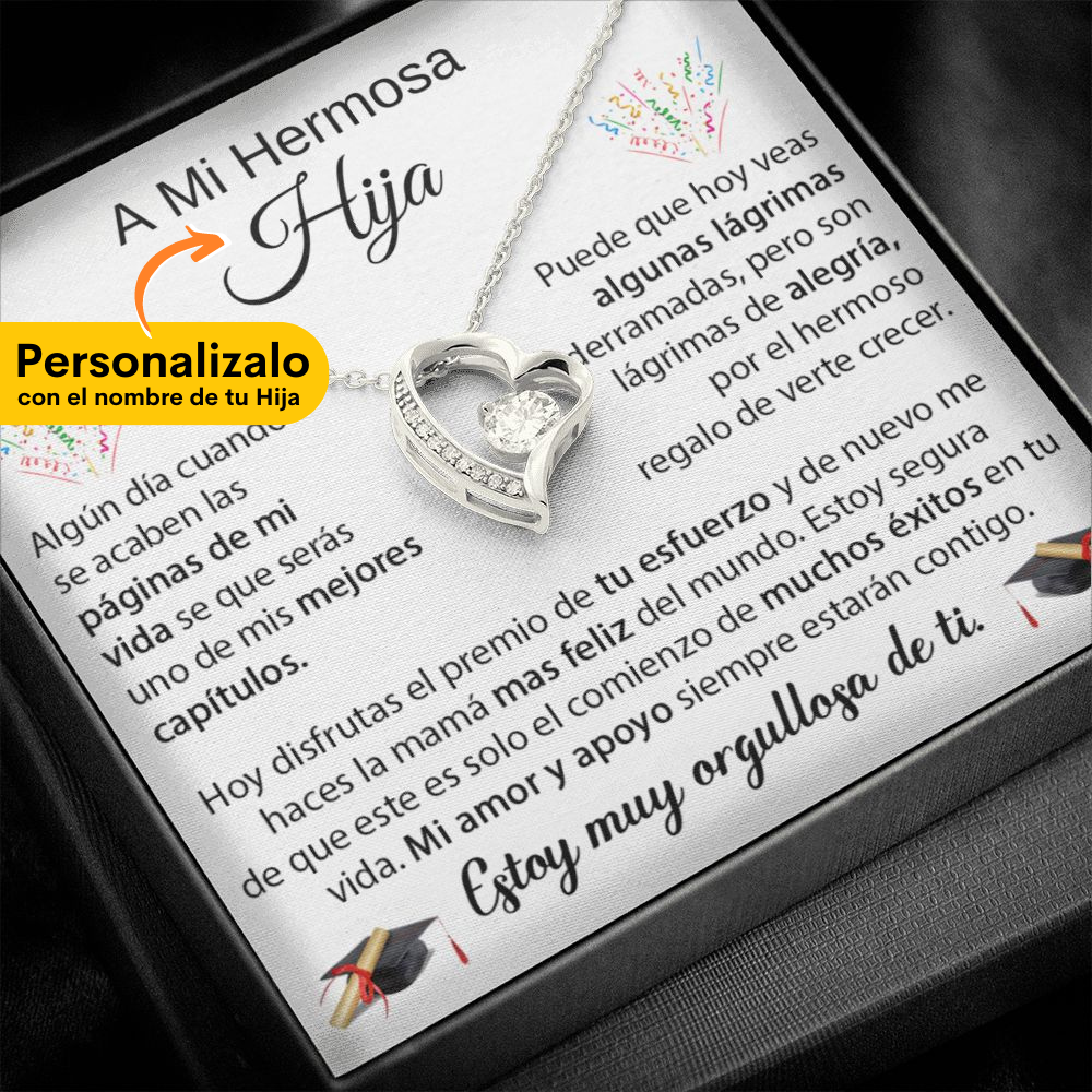 Hermosa Hija - Regalo de Graduación PERSONALIZADO - Collar de Amor Eterno