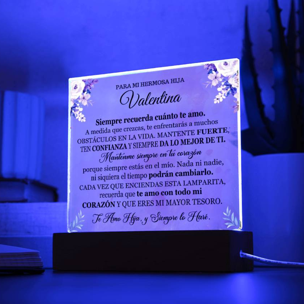 Lampara con Mensaje de Amor para Hija - PERSONALIZADO - Siempre da lo Mejor de Ti