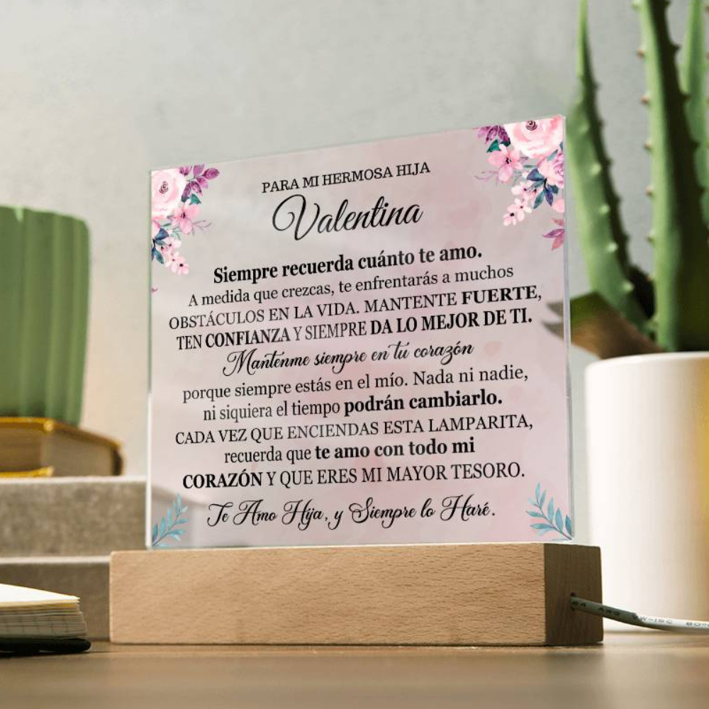 Lampara con Mensaje de Amor para Hija - PERSONALIZADO - Siempre da lo Mejor de Ti