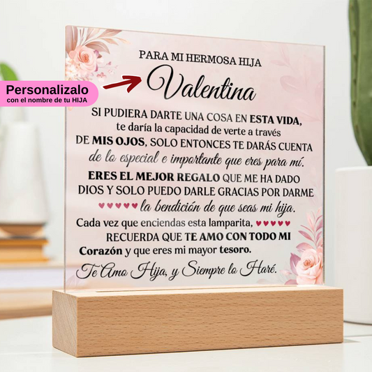 Lampara con Mensaje de Amor para Hija - PERSONALIZADO - Eres el Mejor Regalo