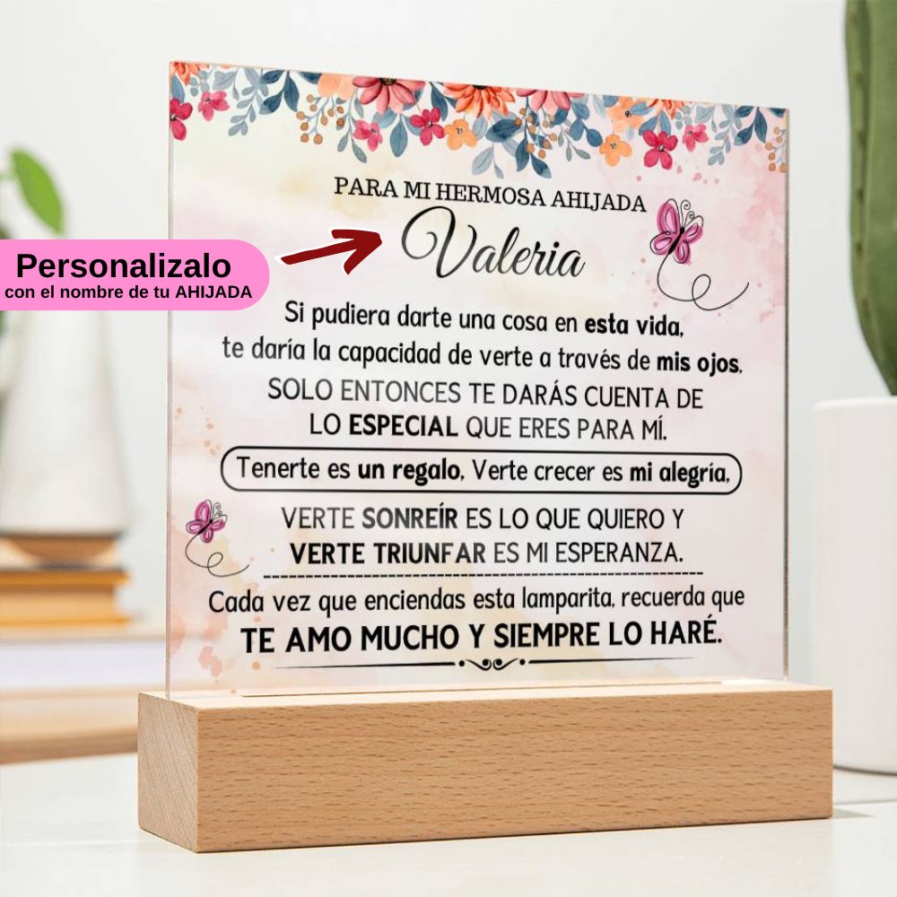 Lampara con Mensaje de Amor para AHIJADA - PERSONALIZADO - Mi Mejor Regalo