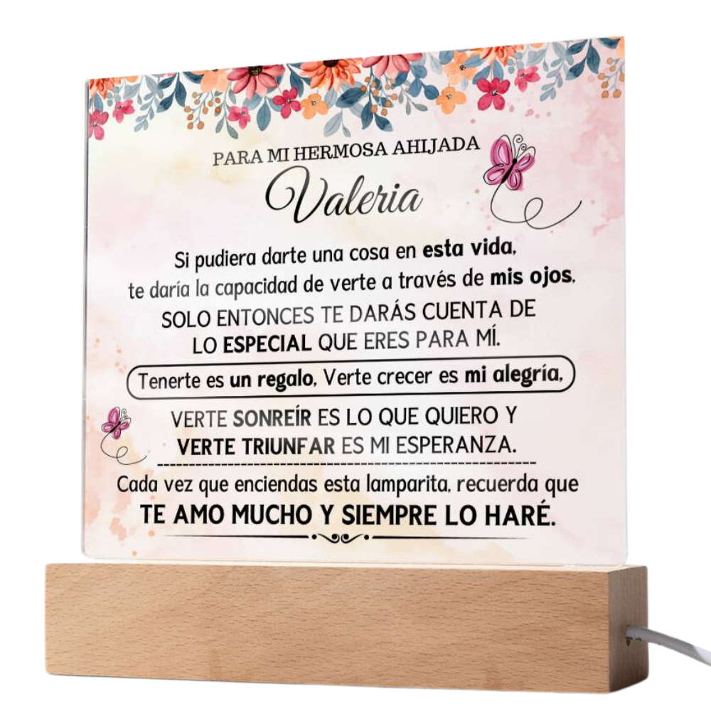 Lampara con Mensaje de Amor para AHIJADA - PERSONALIZADO - Mi Mejor Regalo