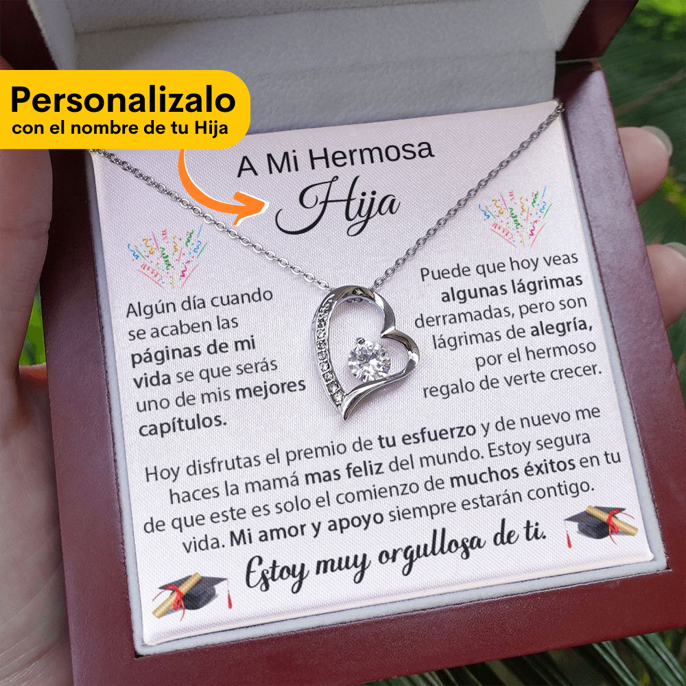 Hermosa Hija - Regalo de Graduación PERSONALIZADO - Collar de Amor Eterno