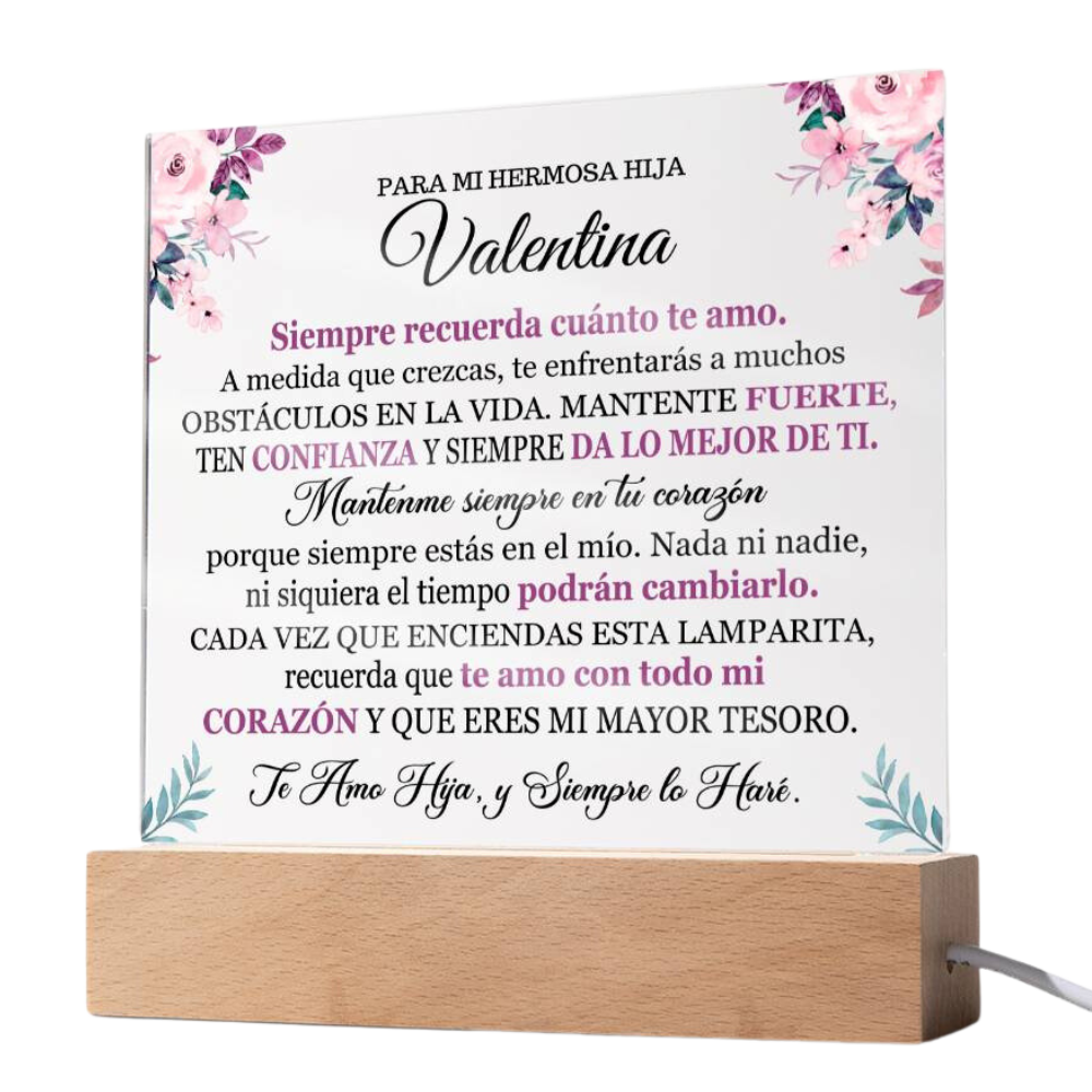 Lampara con Mensaje de Amor PARA HIJA - PERSONALIZADO - Mantente Fuerte
