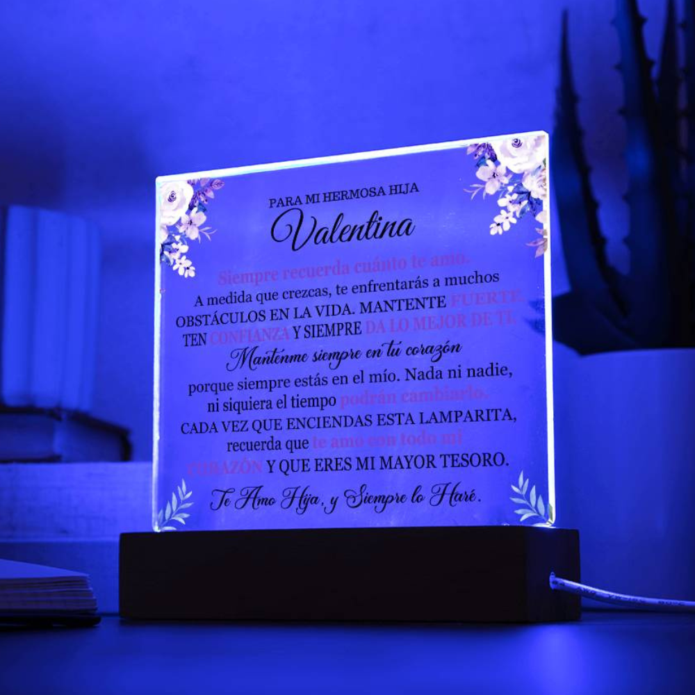 Lampara con Mensaje de Amor PARA HIJA - PERSONALIZADO - Mantente Fuerte