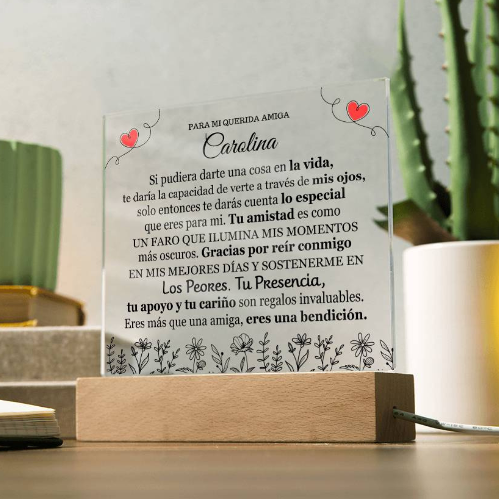 Lampara para Amiga - Gracias por tu Cariño - Regalo PERSONALIZADO para Amiga