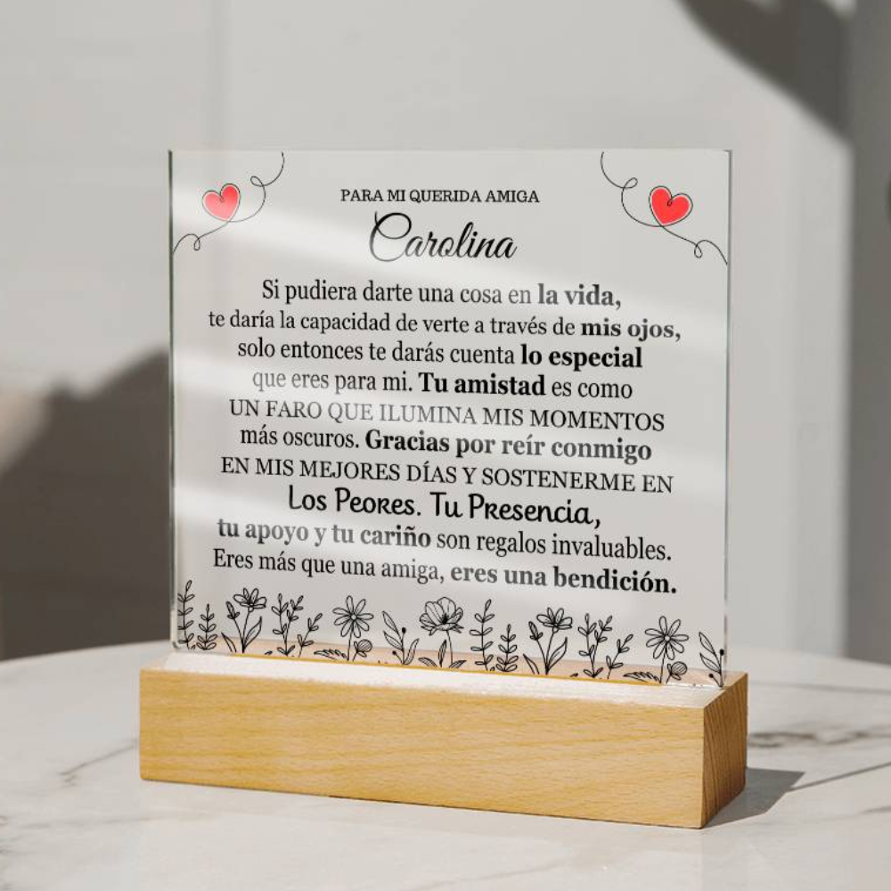 Lampara para Amiga - Gracias por tu Cariño - Regalo PERSONALIZADO para Amiga