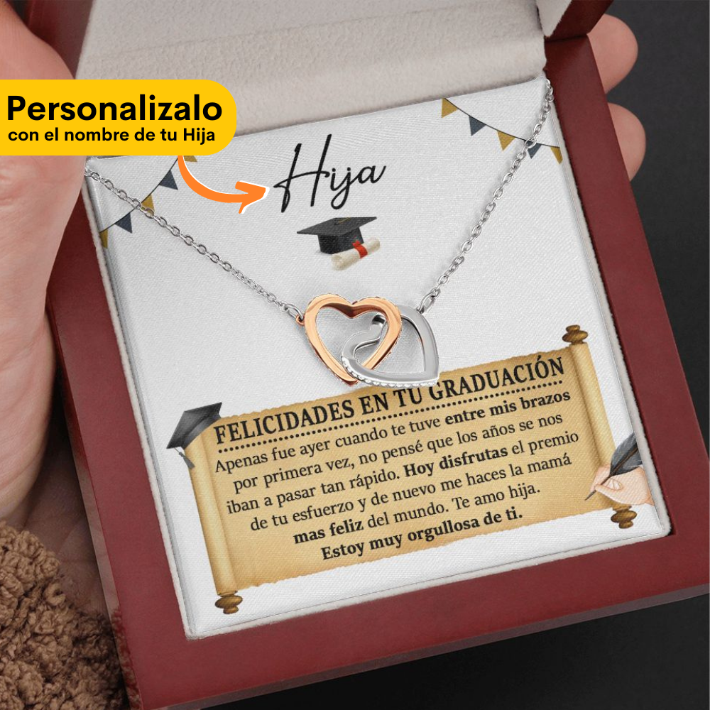 Collar para Hija en su Graduación - Collar de Corazones Unidos - PERSONALIZADO
