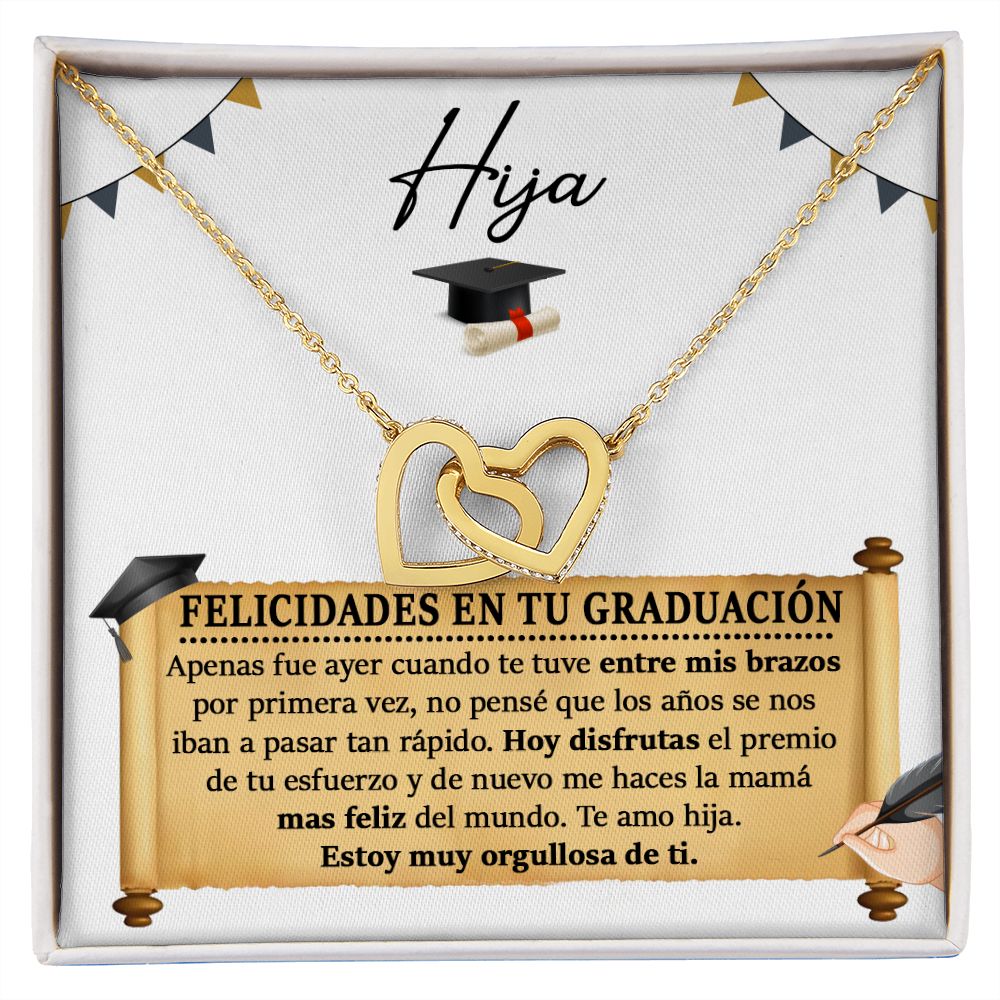 Collar para Hija en su Graduación - Collar de Corazones Unidos - PERSONALIZADO