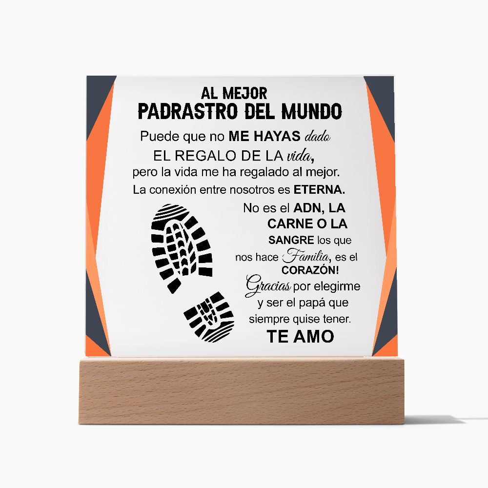 Placa Acrilica Cuadrada - Al Mejor Padrastro del Mundo - PR001