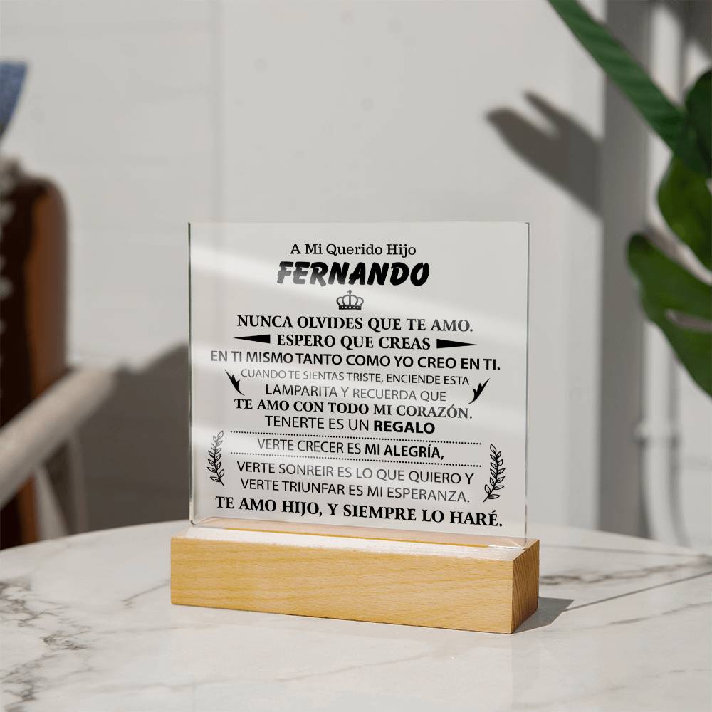 Lampara con Mensaje de Amor para HIJO - PERSONALIZADO - Tenerte es un Regalo