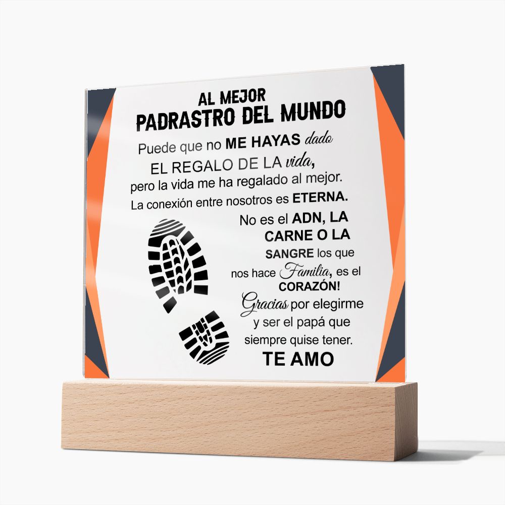 Placa Acrilica Cuadrada - Al Mejor Padrastro del Mundo - PR001