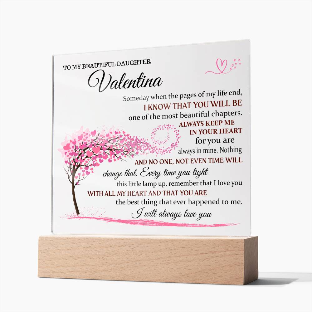 Lampara Para Hija Con Mensaje de Amor en INGLES - PERSONALIZADO