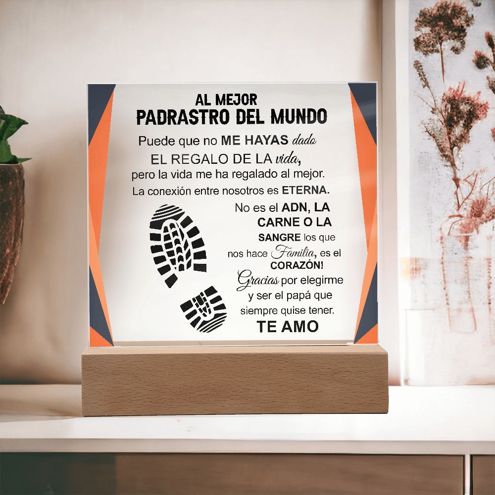 Placa Acrilica Cuadrada - Al Mejor Padrastro del Mundo - PR001