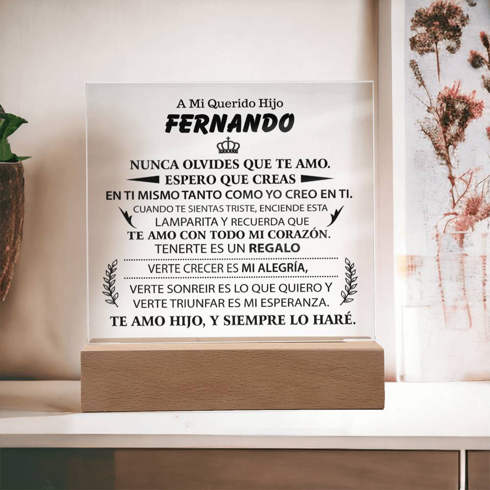 Lampara con Mensaje de Amor para HIJO - PERSONALIZADO - Tenerte es un Regalo