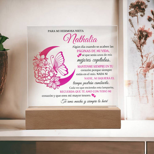 Lampara con Mensaje de Amor PARA NIETA - PERSONALIZADO - Siempre en tu Corazón