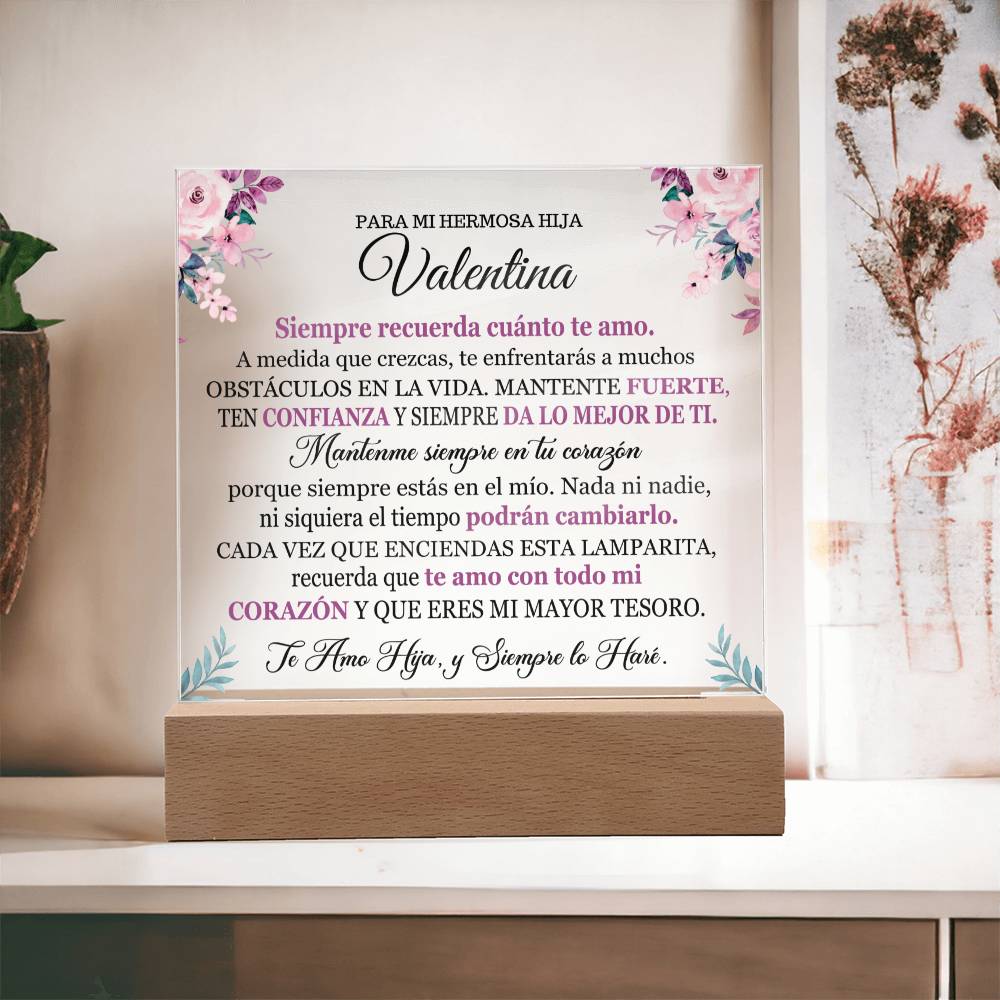 Lampara con Mensaje de Amor PARA HIJA - PERSONALIZADO - Mantente Fuerte