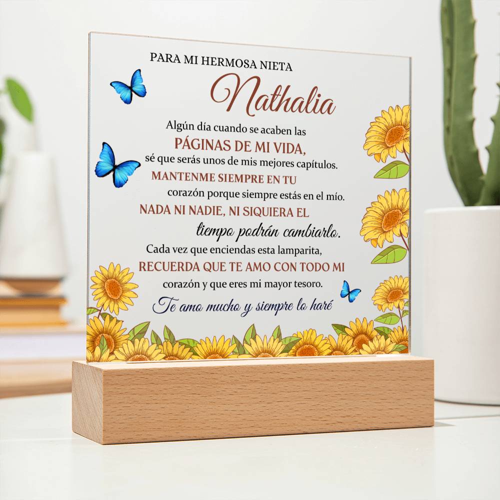 Lampara con Mensaje de Amor PARA NIETA - PERSONALIZADO - Mi Mayor Tesoro