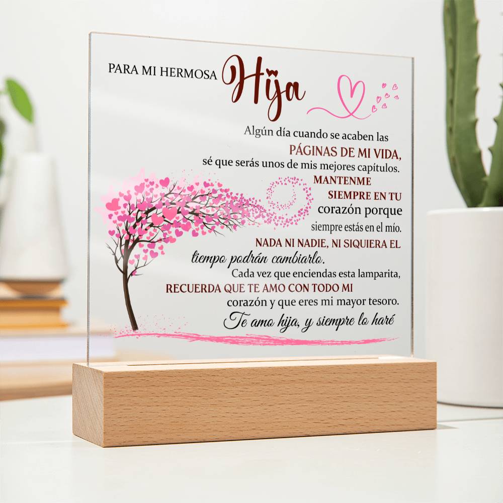 Lampara con Mensaje de Amor para Hija - PERSONALIZADO - Mi Mayor Tesoro