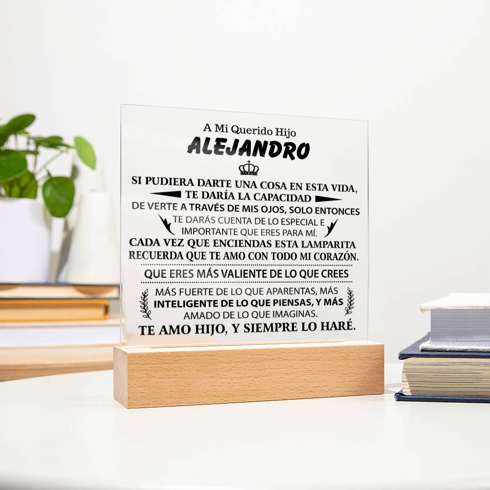 Lampara con Mensaje de Amor para HIJO - PERSONALIZADO - Te Amo con Todo mi Corazón