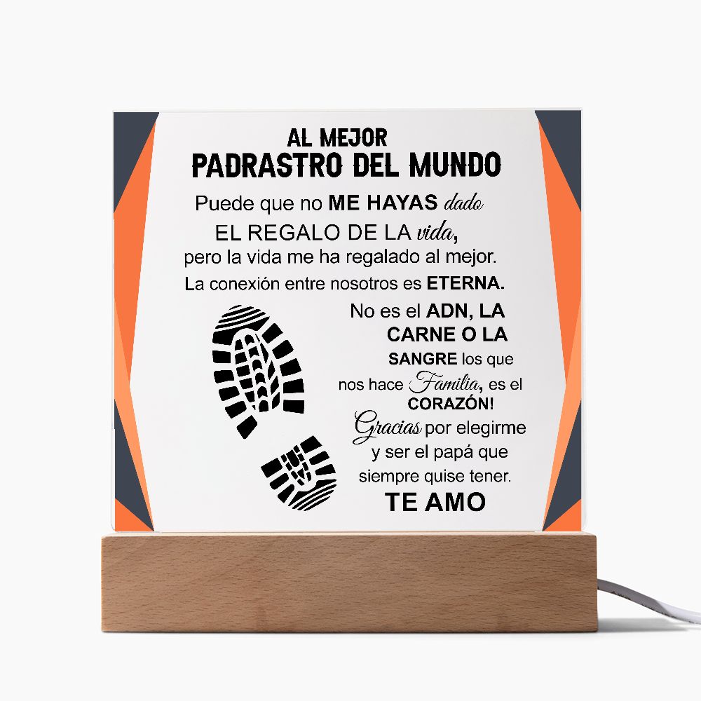Placa Acrilica Cuadrada - Al Mejor Padrastro del Mundo - PR001