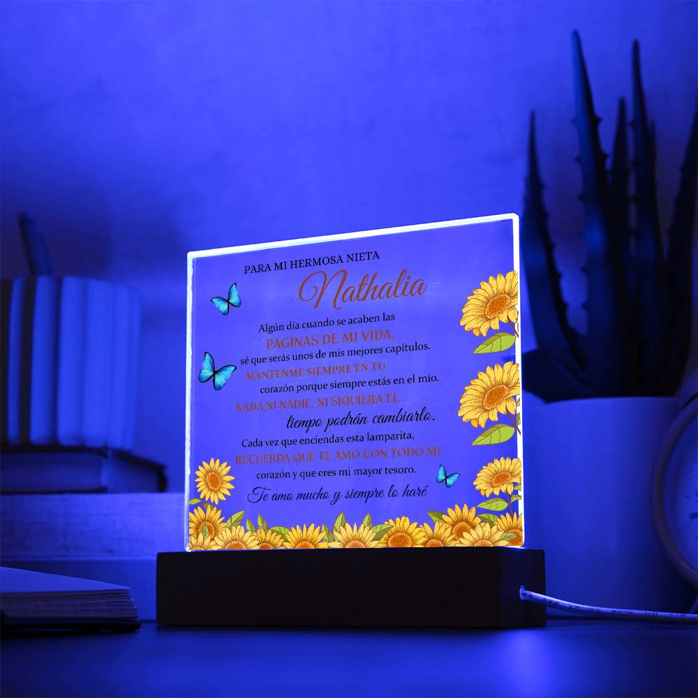 Lampara con Mensaje de Amor PARA NIETA - PERSONALIZADO - Mi Mayor Tesoro