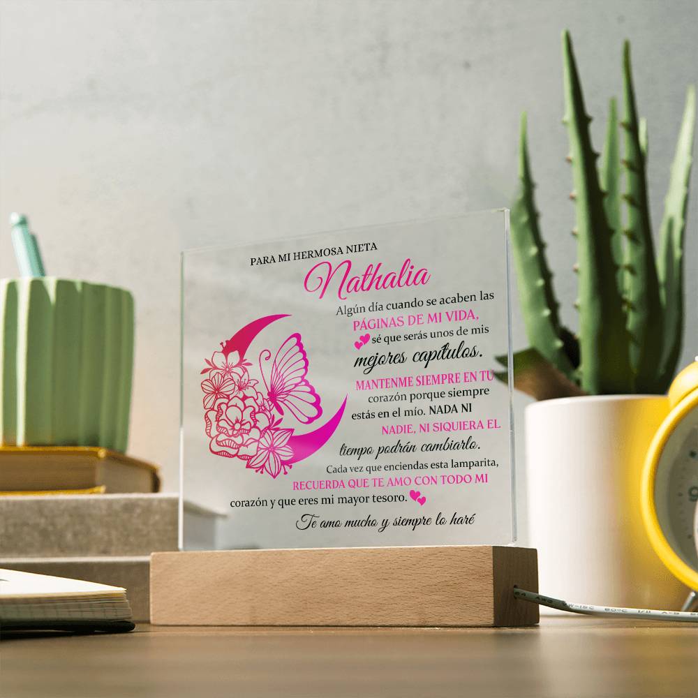 Lampara con Mensaje de Amor PARA NIETA - PERSONALIZADO - Siempre en tu Corazón