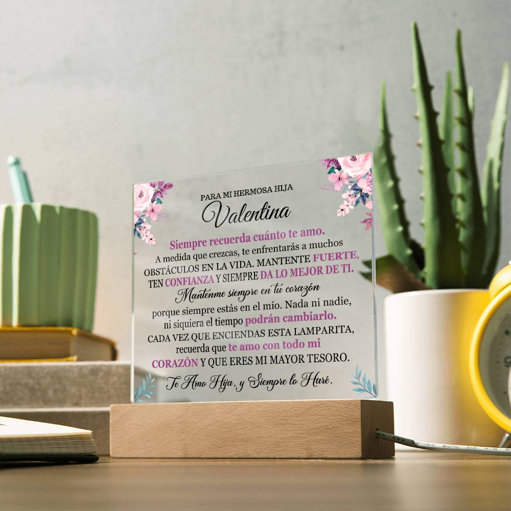 Lampara con Mensaje de Amor PARA HIJA - PERSONALIZADO - Mantente Fuerte