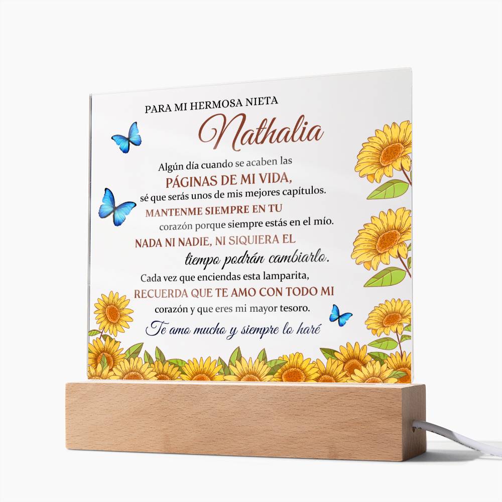 Lampara con Mensaje de Amor PARA NIETA - PERSONALIZADO - Mi Mayor Tesoro