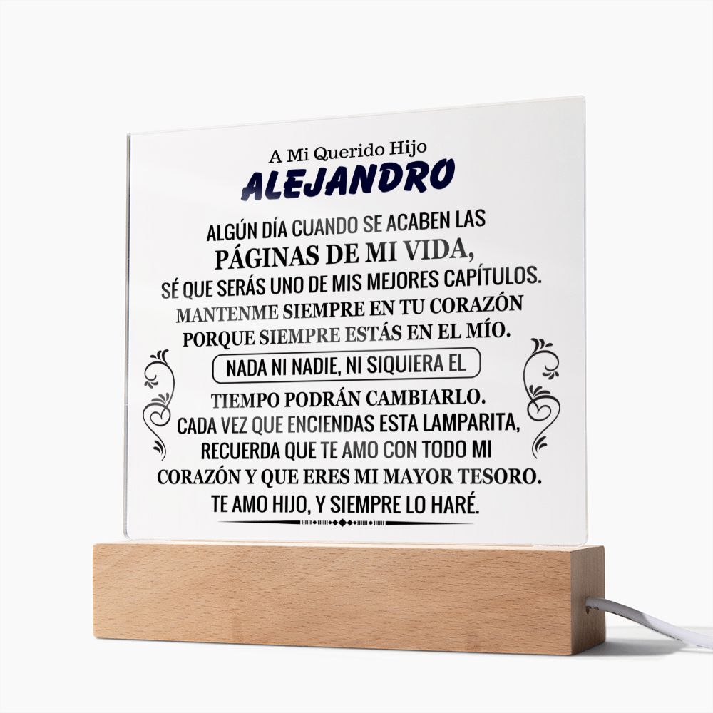 Lampara con Mensaje de Amor para Hijo - PERSONALIZADO - Eres mi Mayor Tesoro