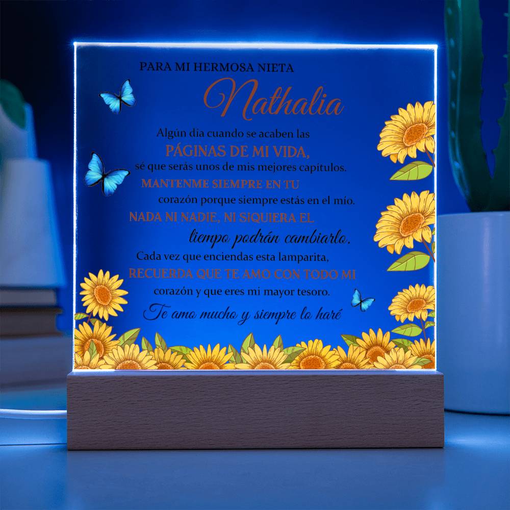 Lampara con Mensaje de Amor PARA NIETA - PERSONALIZADO - Mi Mayor Tesoro