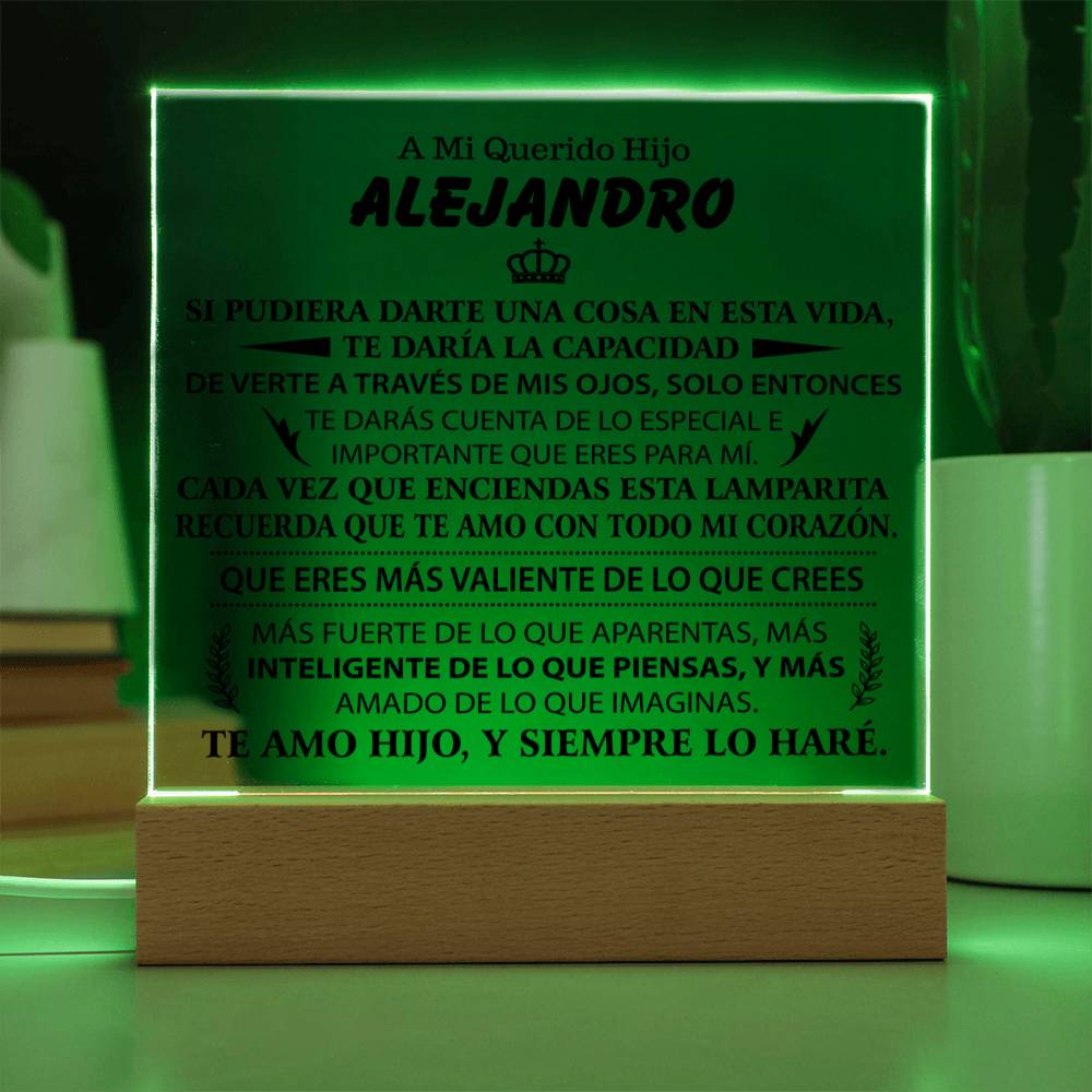 Lampara con Mensaje de Amor para HIJO - PERSONALIZADO - Te Amo con Todo mi Corazón