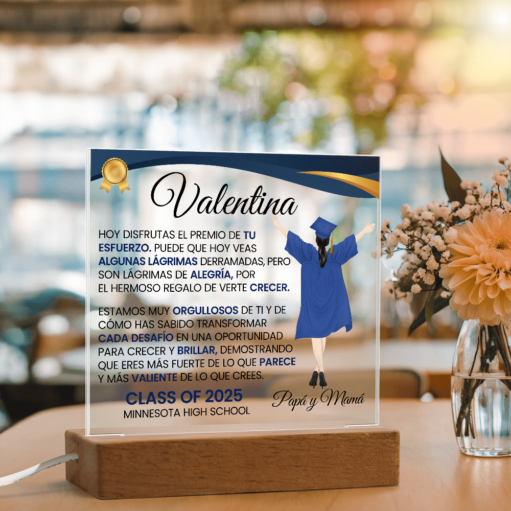 Lampara con Mensaje de Amor De Graduación - PERSONALIZADA - El Premio de tu Esfuerzo