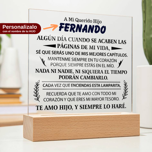 Lampara de Amor para Hijo - PERSONALIZADO - Mi Mayor Tesoro